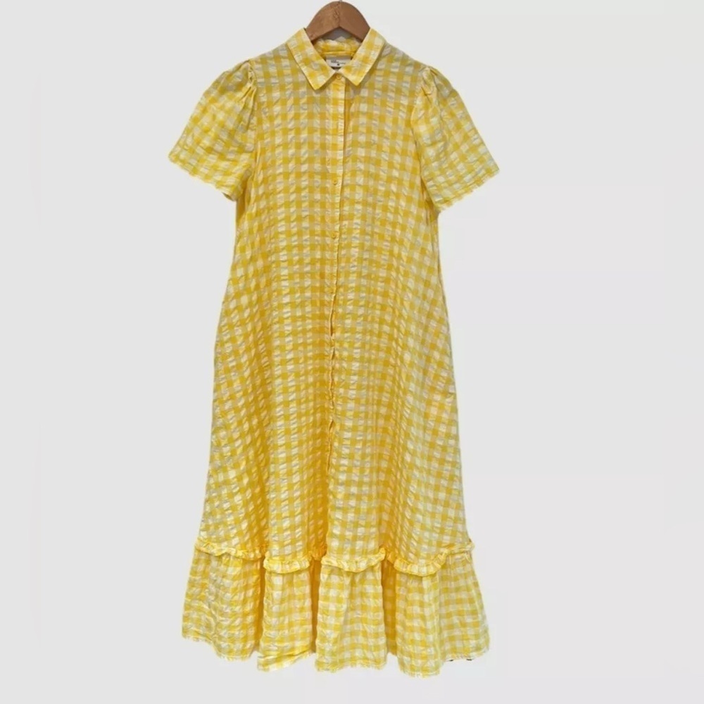 Lisa Marie Fernandez Yellow Checkered Dress, XS